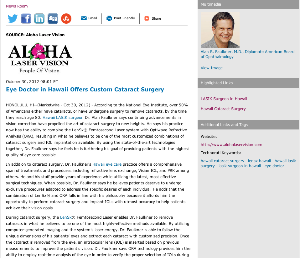 hawaii lasik surgeon,eye doctor in hawaii,cataract surgery